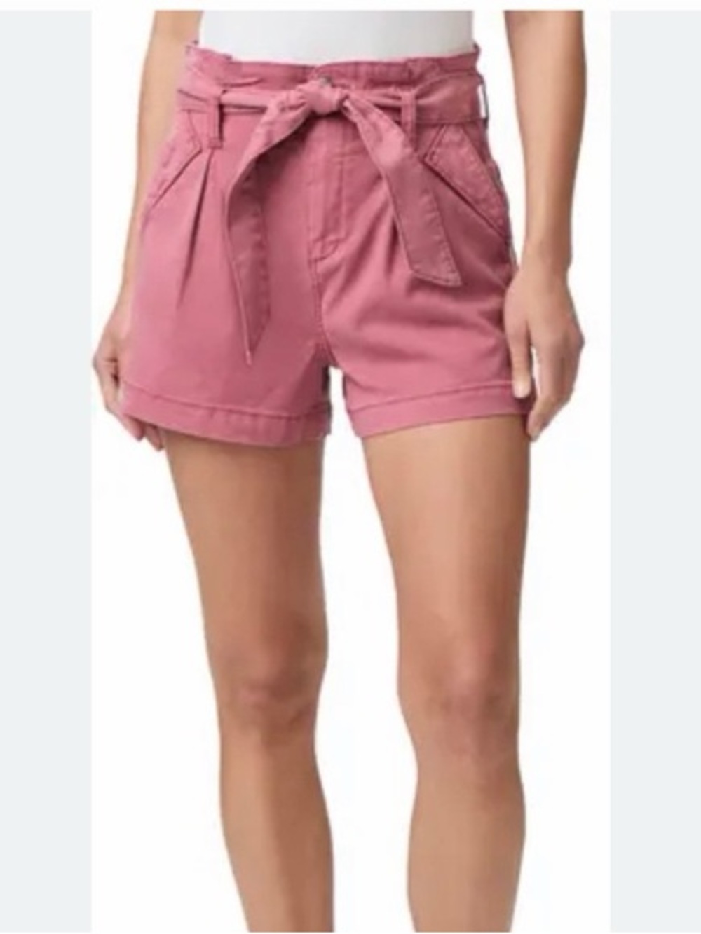 Paige High-Waist Paperbag Shorts in Dusty Rose | Size 28